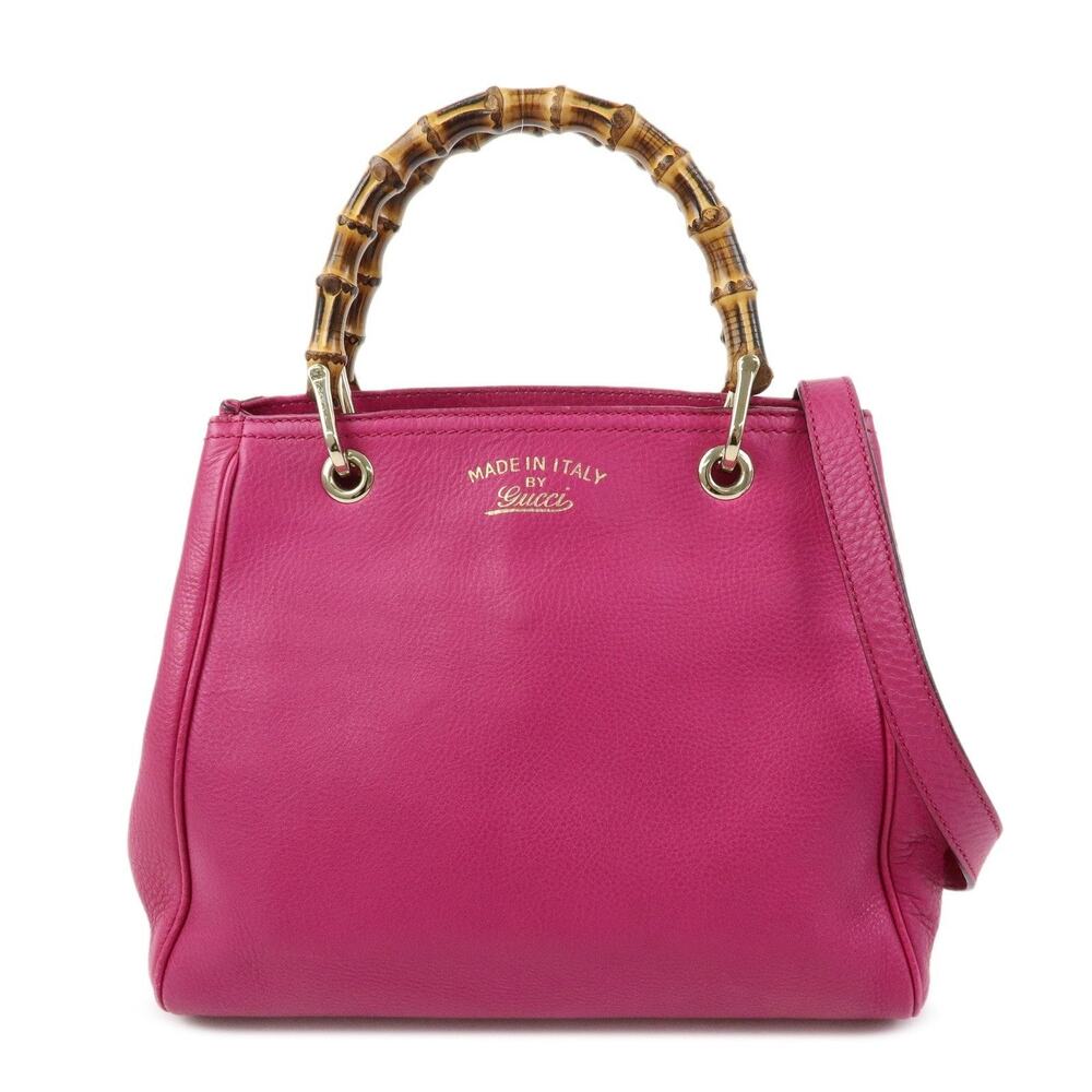 Gucci Bamboo Shopper Small Calfskin Handbag Pink